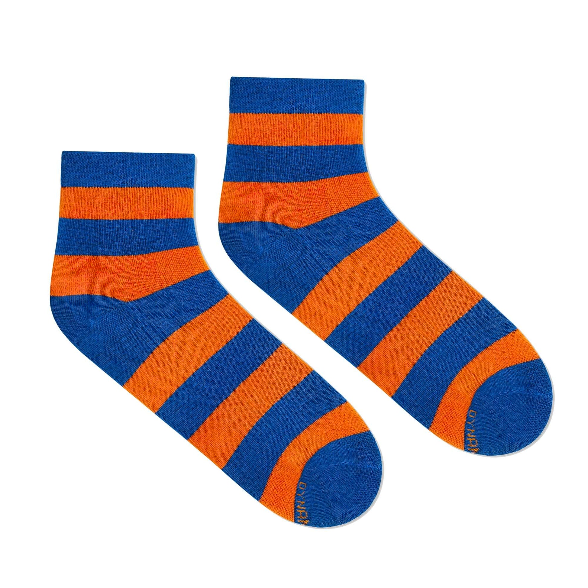 Cotton Ankle Socks: Bold Stripes 4.0 Ankle Length Socks (Orange/Blue)