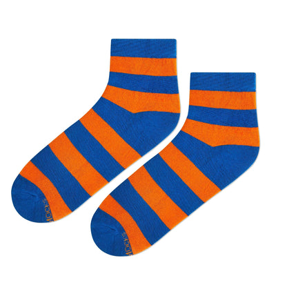 Cotton Ankle Socks: Bold Stripes 4.0 Ankle Length Socks (Orange/Blue)