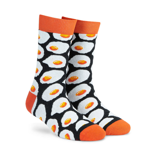 Sunny-Side-Up Cotton Crew Socks | Playful Design, Single Pair