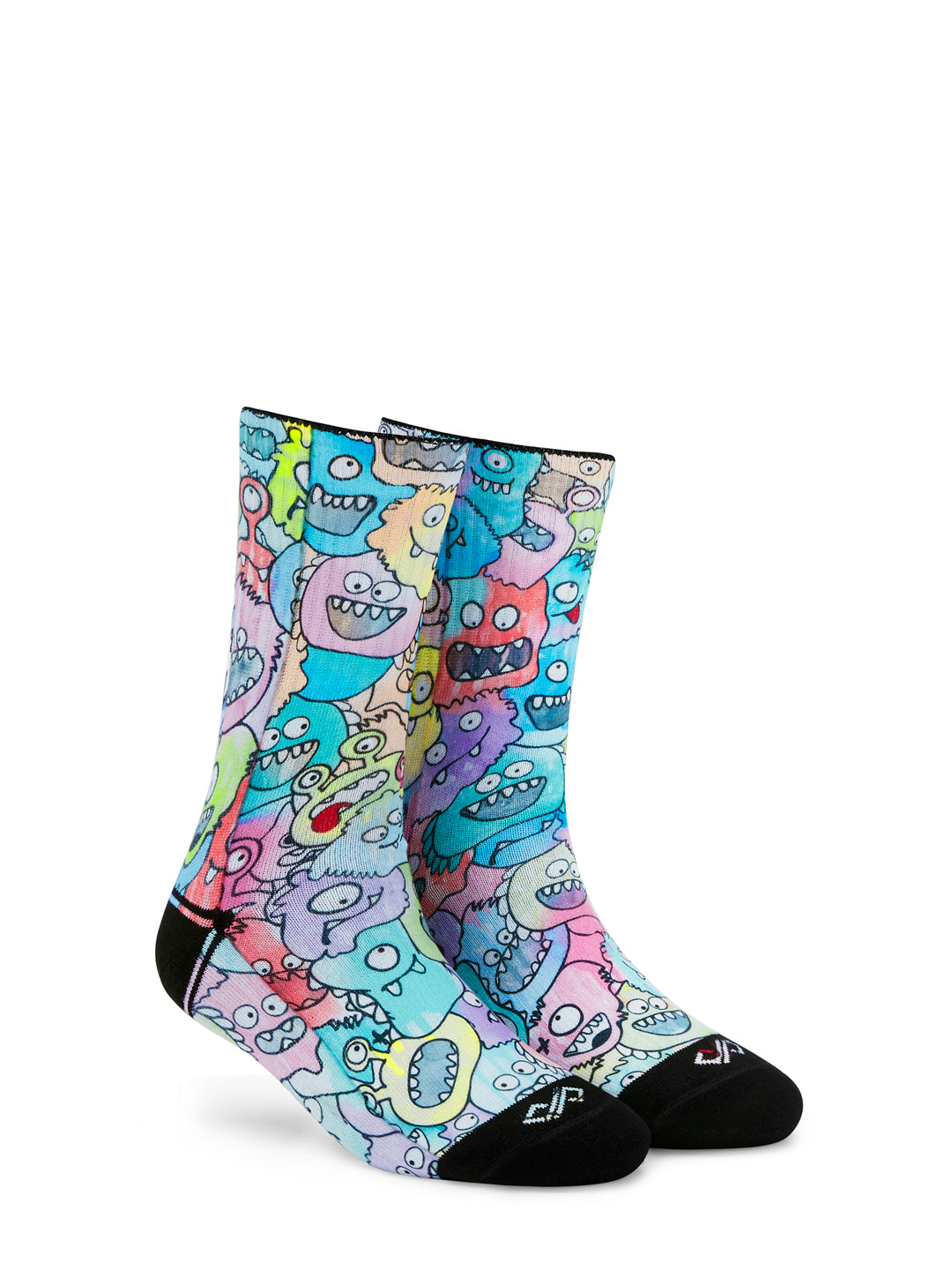 Artistic Crew Length Socks Monsters - Vibrant Colorful Design Comfortable for Every Day - Size US  6 - 11