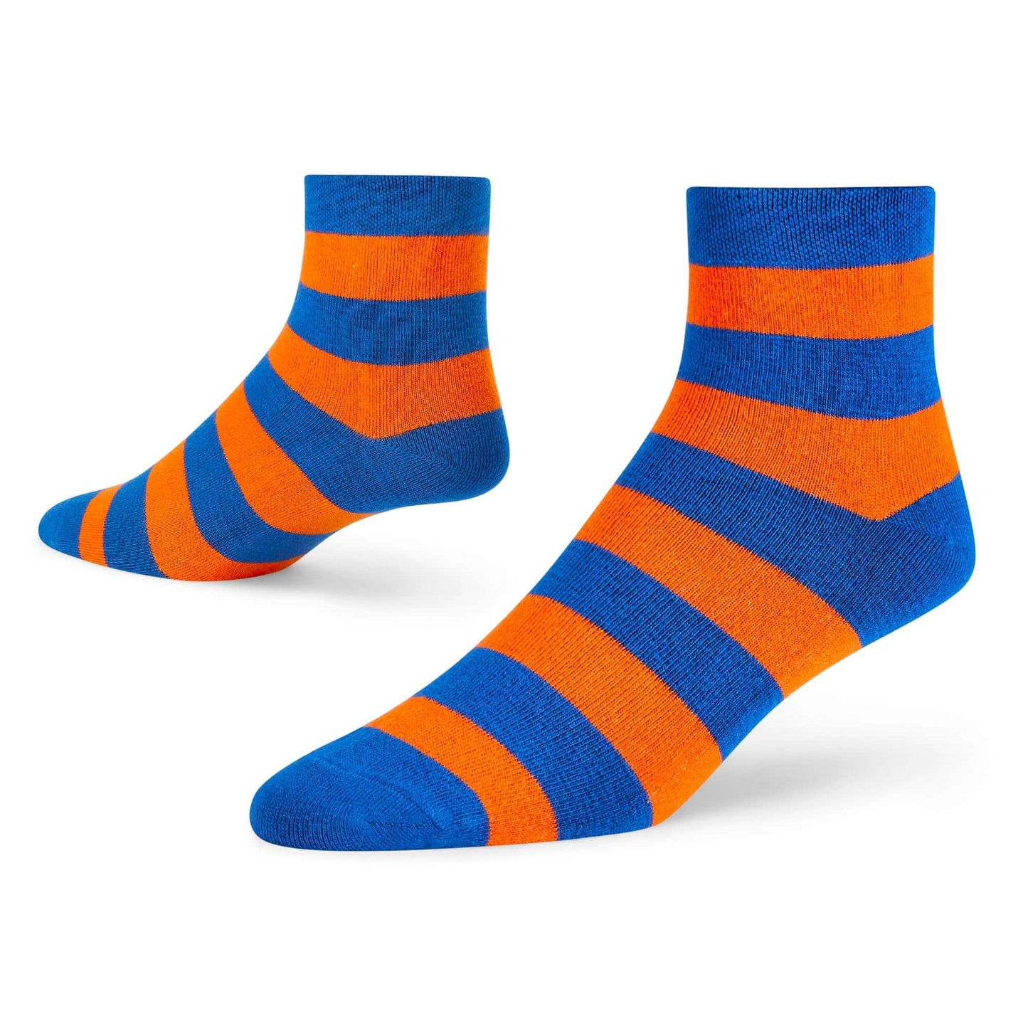 Cotton Ankle Socks: Bold Stripes 4.0 Ankle Length Socks (Orange/Blue)