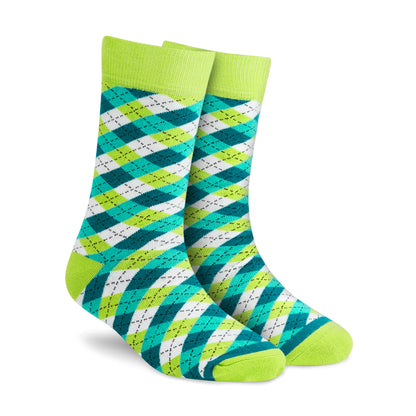 Cotton Crew Socks: Dandy Neon Green Crew Length Socks