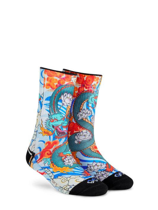 Artistic Crew Length Socks Dragon - Vibrant Colorful Design Comfortable for Every Day