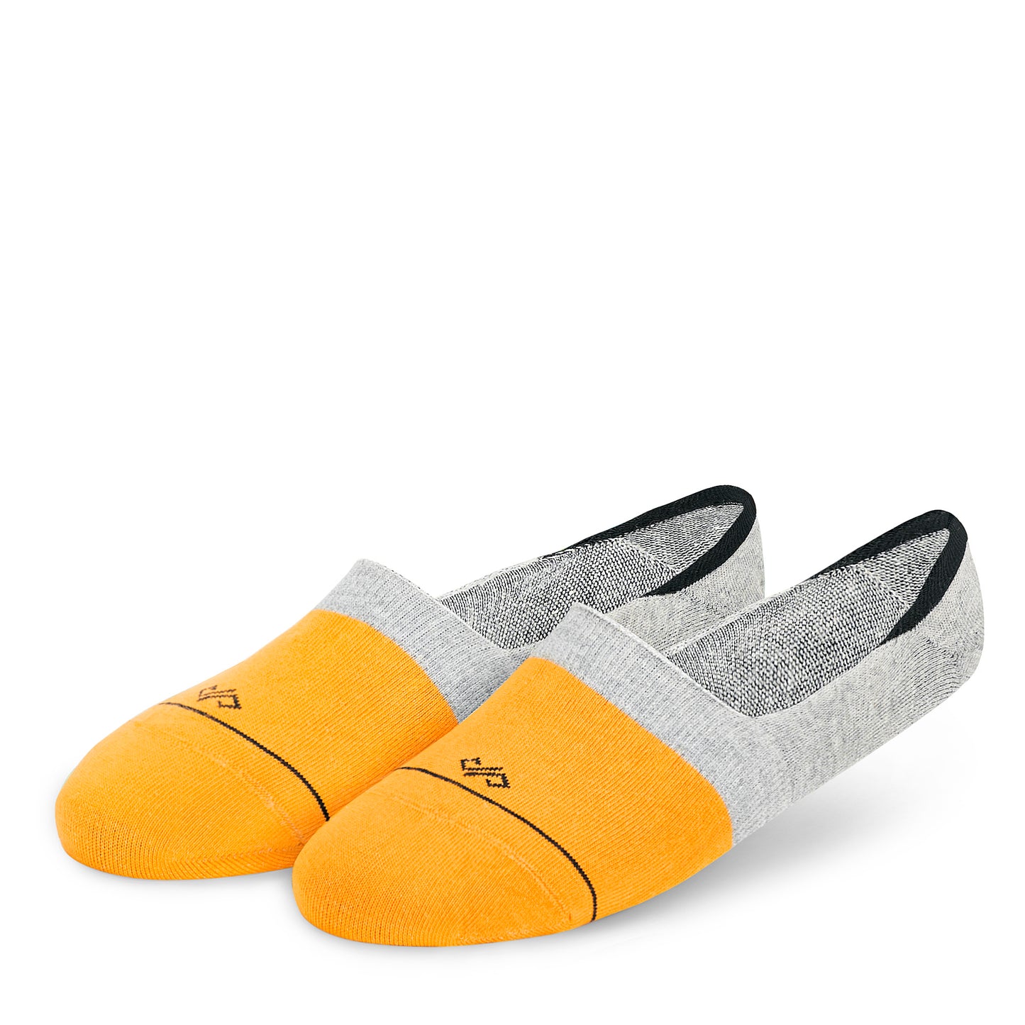 Colorful Cotton Socks: DS Unisex Invisibles (Mango/Light Grey)