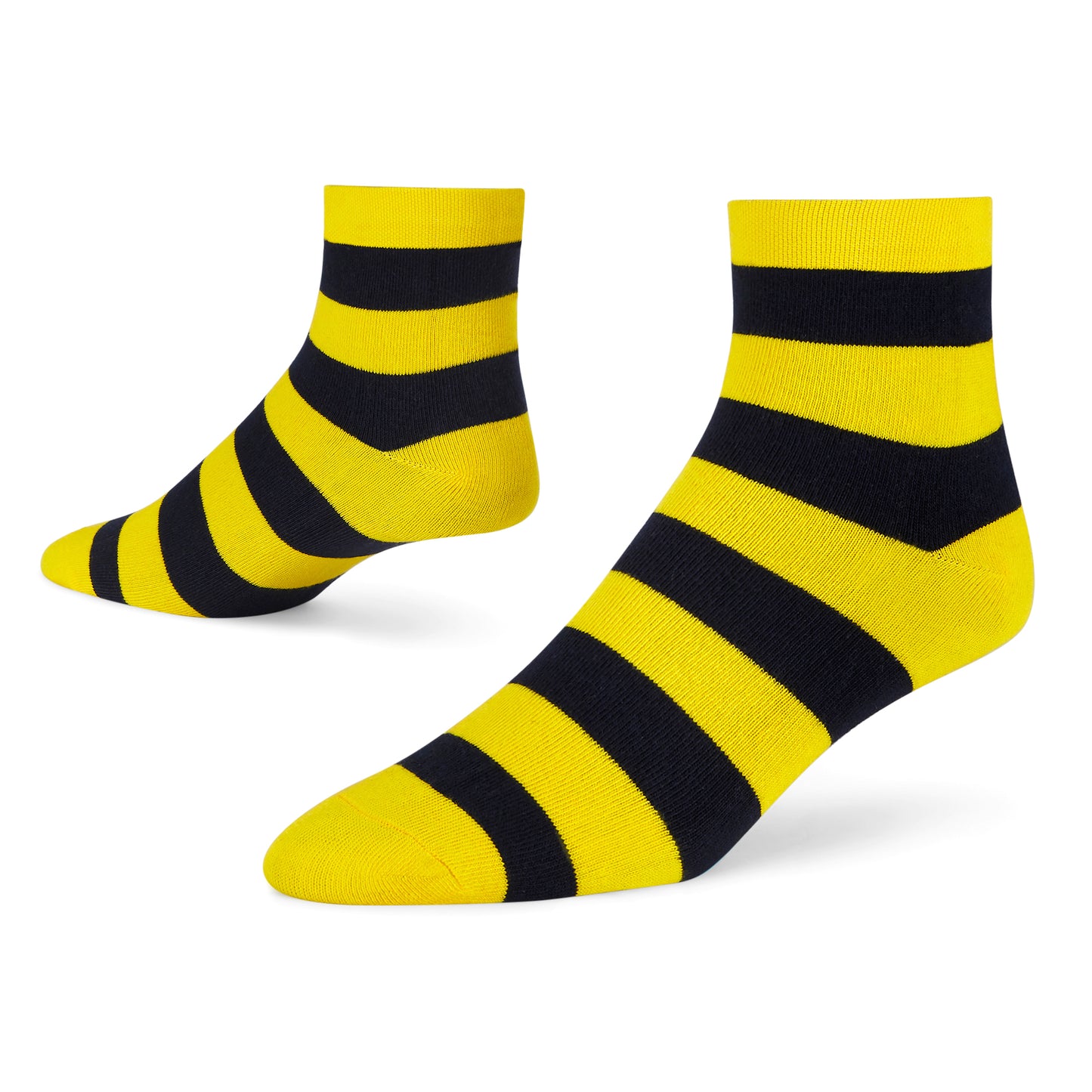 Yellow & Black Cotton Ankle Socks: Bold Stripes 2.0 Ankle Length Socks