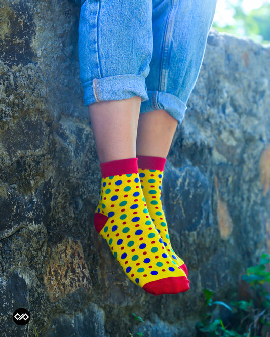 Cotton Ankle Socks: FIZZY YELLOW Ankle Length Socks