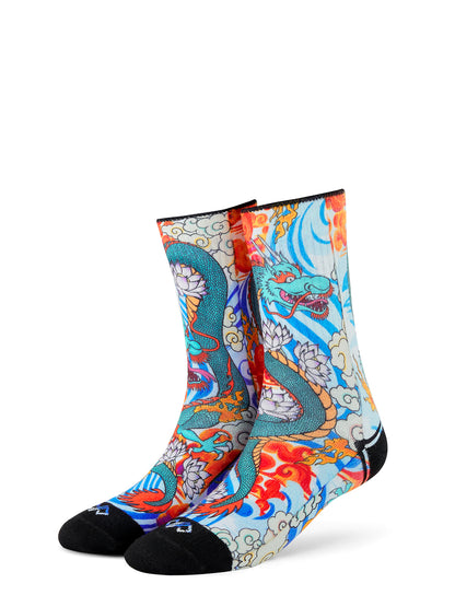 Artistic Crew Length Socks Dragon - Vibrant Colorful Design Comfortable for Every Day