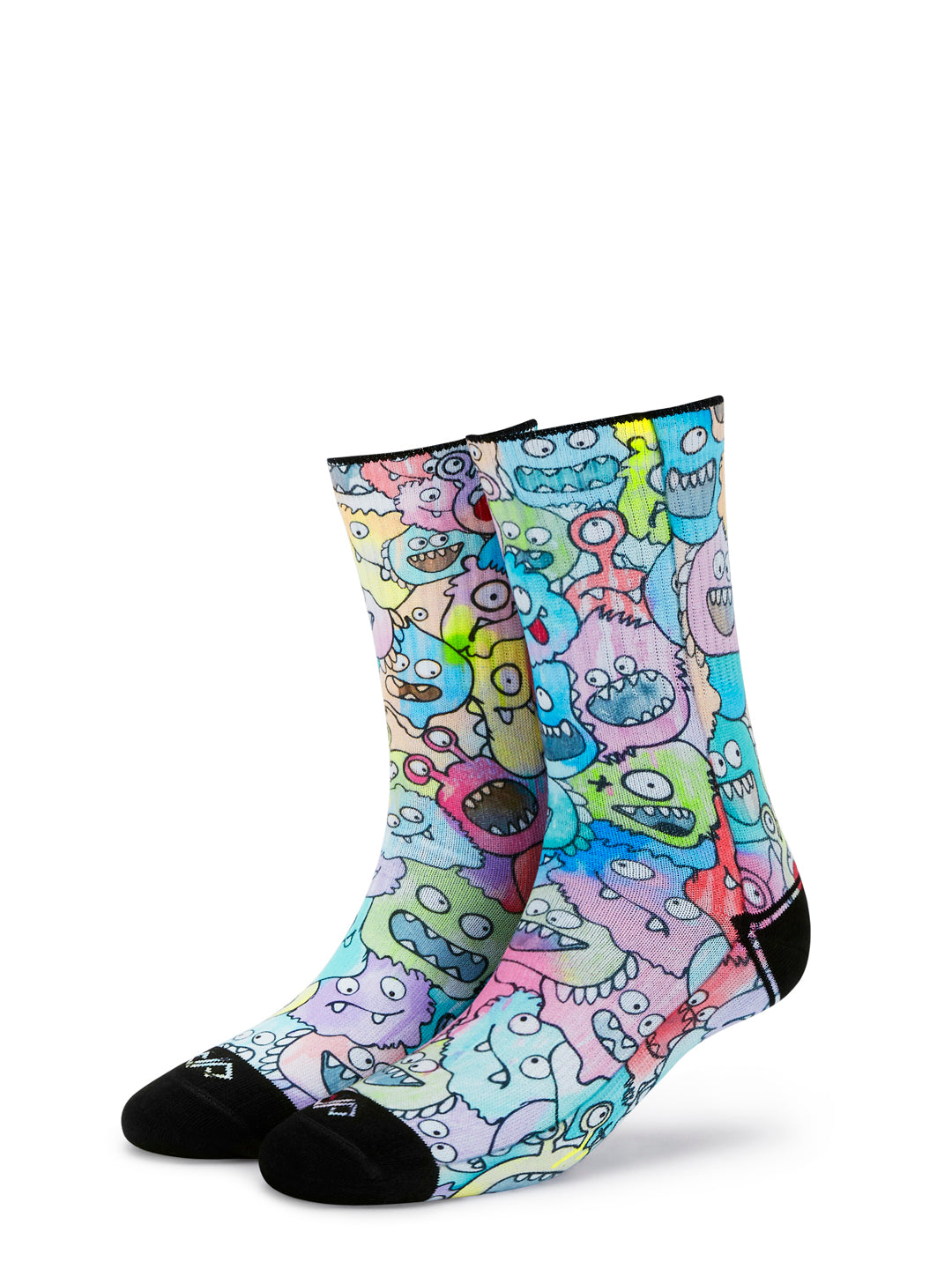 Artistic Crew Length Socks Monsters - Vibrant Colorful Design Comfortable for Every Day - Size US  6 - 11