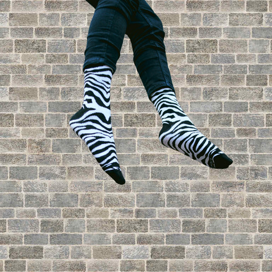 ZEBRA CREW LENGTH SOCKS - Cotton Crew Socks