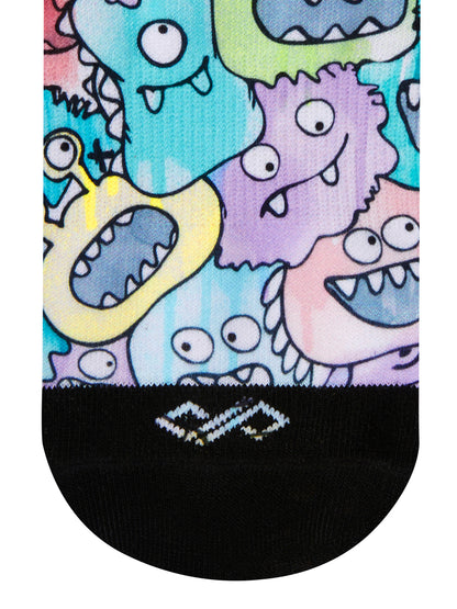 Artistic Crew Length Socks Monsters - Vibrant Colorful Design Comfortable for Every Day - Size US  6 - 11