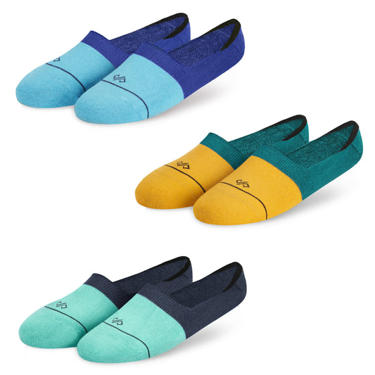 Cotton Invisible Socks (3-Pack): Aqua/Mango/Turquoise (DS Unisex)