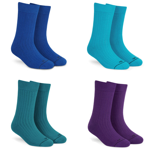 Cotton Crew Socks Combo: Blue, Aqua, Teal Green, Purple