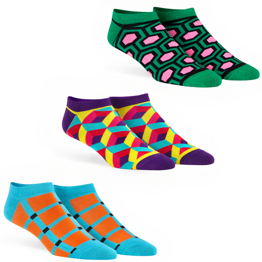 Unisex Low Ankle Length Colorful Socks Combo Pack of 3