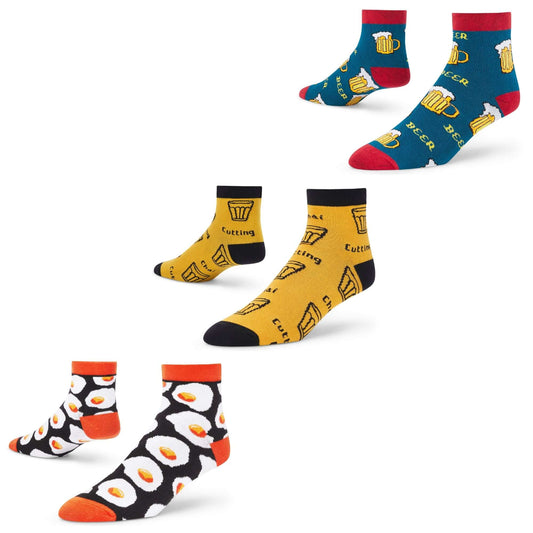 Colorful Quirky Trendy Fashion Ankle Socks For Men & Women - Pack of 3