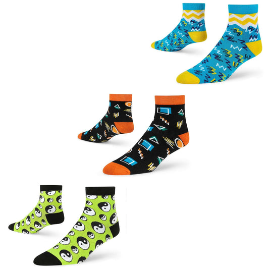 Cotton Ankle Socks Combo – Jolly, Neon & Yinyang Designs