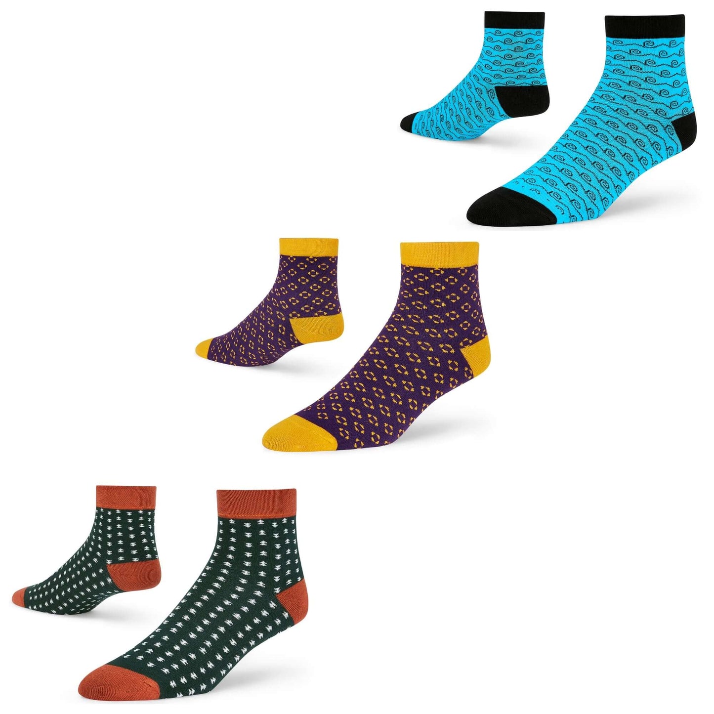 Cotton Ankle Socks Combo – Tides, Classic & Arrows Designs