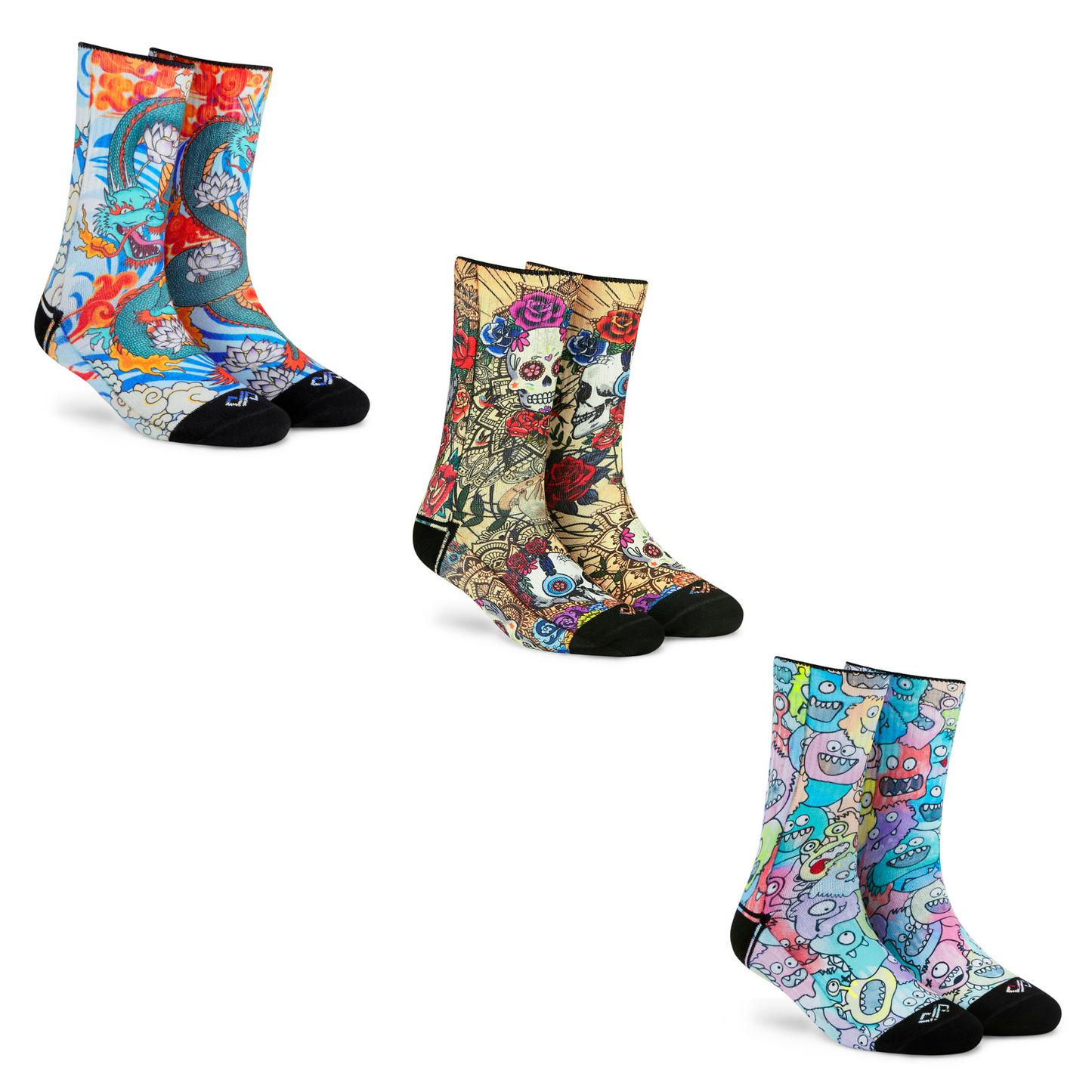 Artistic Crew Length Socks Combo Gift Box - Vibrant Colorful Design Comfortable for Every Day