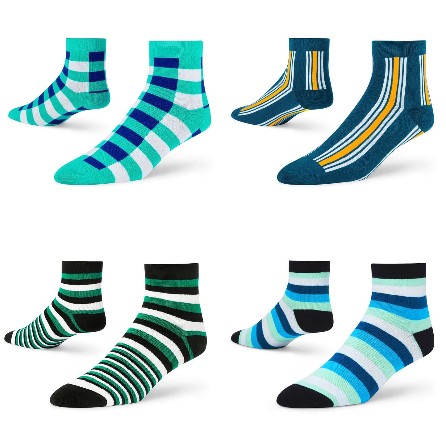 Stylish Cotton Ankle Socks Combo: Elegant, Sublime, X-3, & Stripes Designs