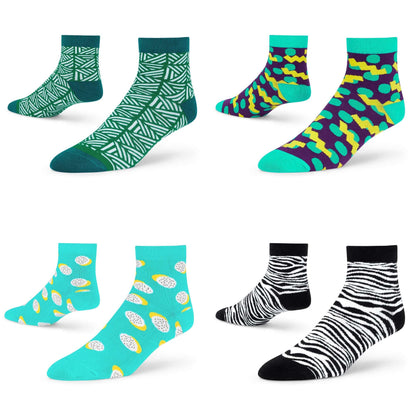 Cotton Ankle Socks Combo – Playful Patterns: Grill, Polka, Confetti & Zebra