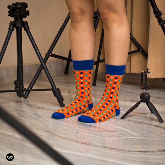 FIZZY ORANGE CREW LENGTH SOCKS - Cotton Crew Socks