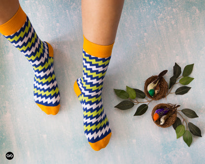 Electro Crew Length Socks : Premium Cotton Colorful Crew Socks