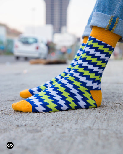 Electro Crew Length Socks : Premium Cotton Colorful Crew Socks