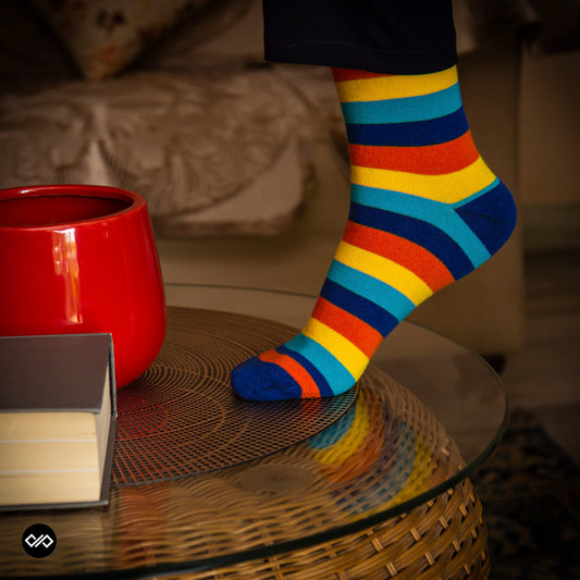 STRIPES 8.0 CREW LENGTH SOCKS - Cotton Crew Socks