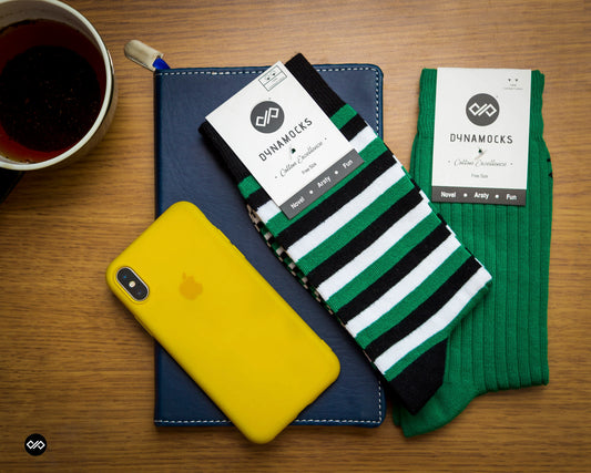 Cotton Crew Socks: SOLID GREEN Crew Length Socks