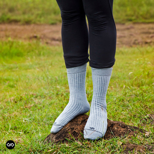 Cotton Crew Socks: SOLID GREY MELANGE Crew Length Socks