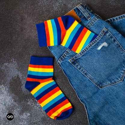 Stripes 8.0 Ankle Length Cotton Socks: Bold Stripes for Every Step