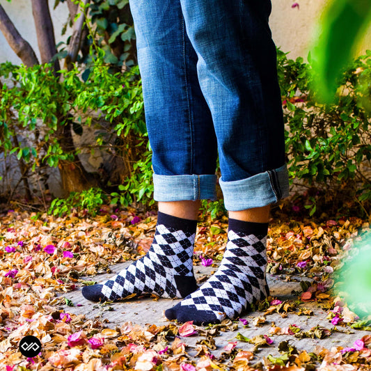 Cotton Ankle Socks: DANDY BLACK & WHITE Ankle Length Socks