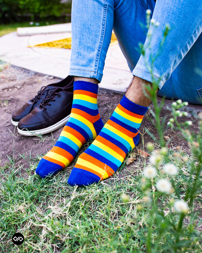 Stripes 8.0 Ankle Length Cotton Socks: Bold Stripes for Every Step