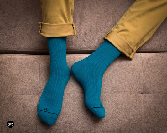 Solid Teal Green Crew Length Cotton Socks: A Refreshing Statement