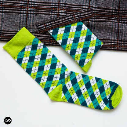 Cotton Crew Socks: Dandy Neon Green Crew Length Socks