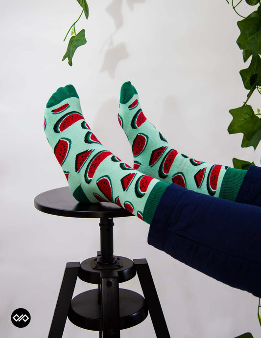 Cotton Ankle Socks: MELON Crew Length Socks