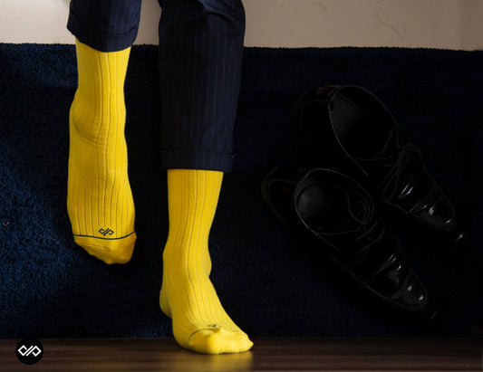 Cotton Crew Socks: SOLID YELLOW Crew Length Socks