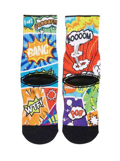 Artistic Crew Length Socks Comic Crash - Vibrant Colorful Design Comfortable for Every Day - US Size  6 - 10