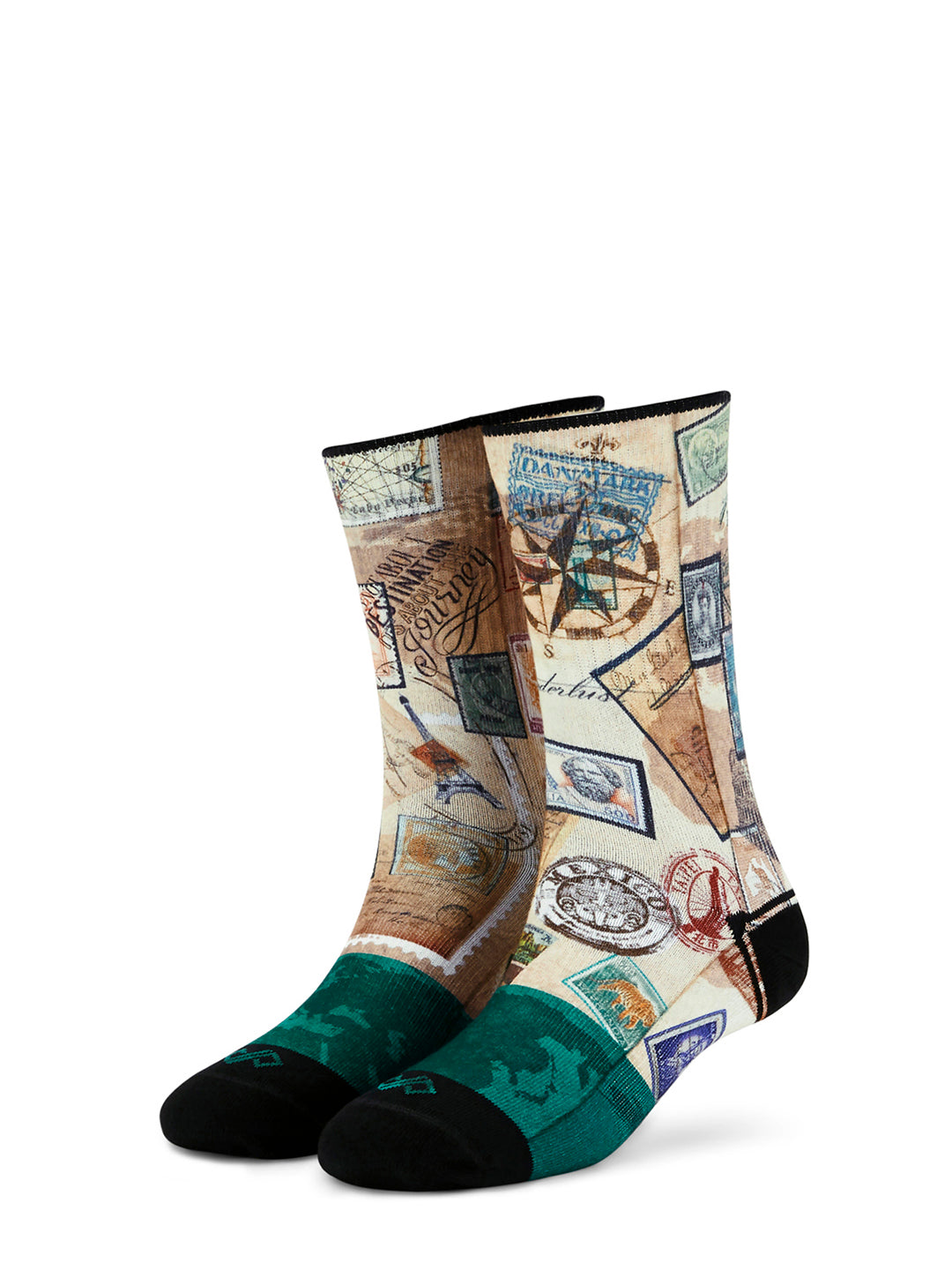 Artistic Crew Length Socks Voyager - Vibrant Colorful Design Comfortable for Every Day