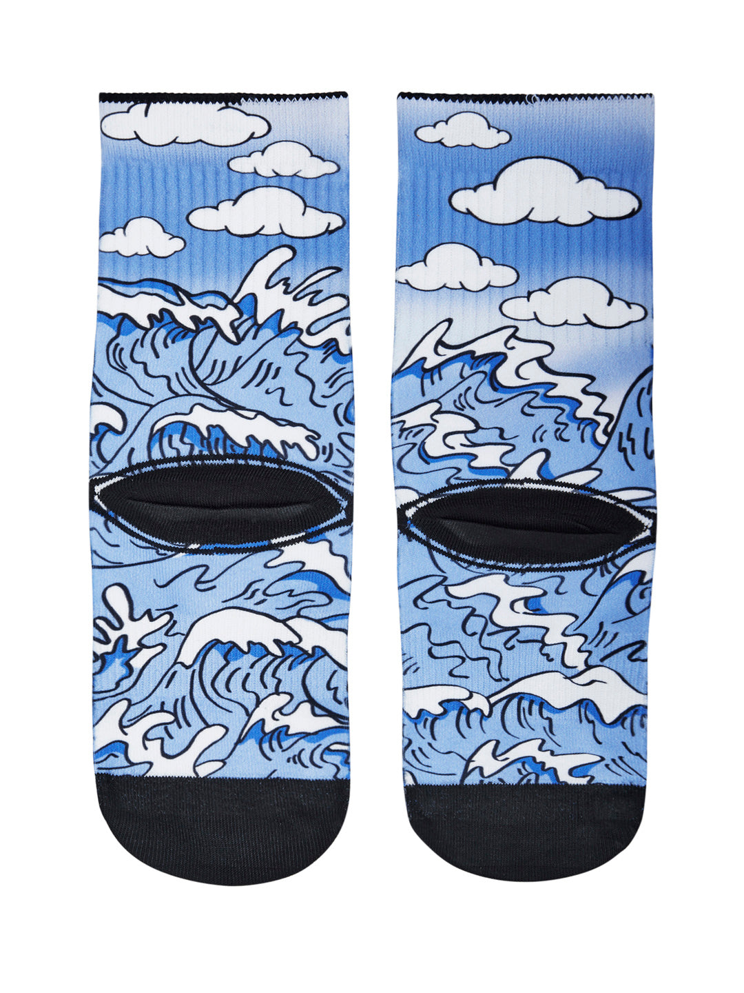 Artistic Crew Length Socks Waves - Vibrant Colorful Design Comfortable for Every Day