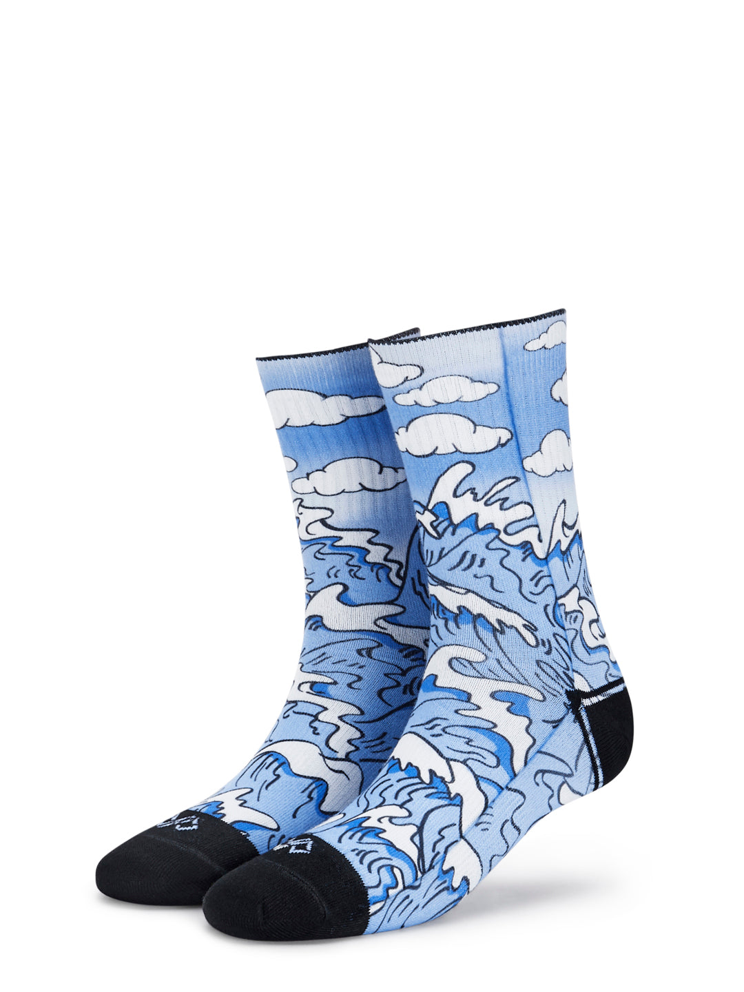 Artistic Crew Length Socks Waves - Vibrant Colorful Design Comfortable for Every Day