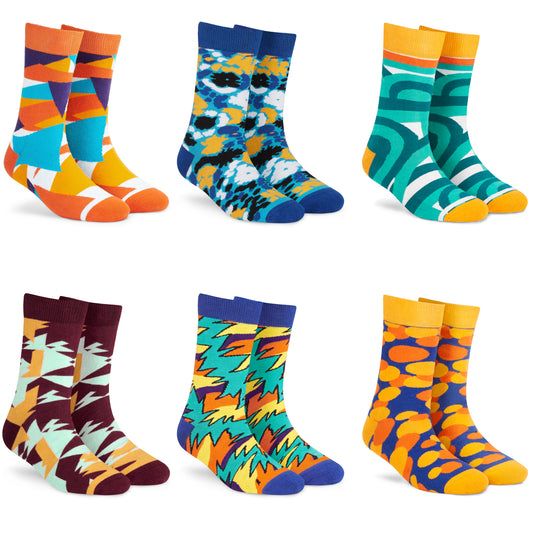 Cotton Crew Socks Combo: Pizzazz, Burst, Maze, Ritz, Spark, Bubble