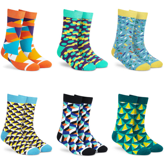 Cotton Crew Socks Combo: Pizzazz, Confetti, Sprinkles, Prism, Cube, Beam