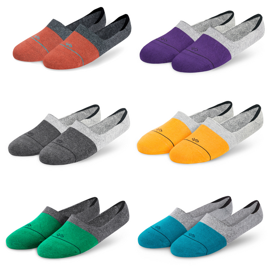 Dual Solid Invisibles Pack of 6 Rust/D. Grey+D. Grey/L.Grey+Green/D. Grey+Purple/L.Grey+Mango/L.Grey+Teal Blue/L.Grey