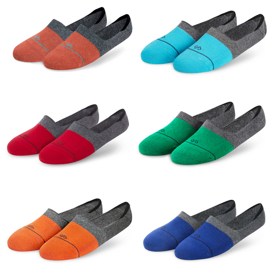 Dual Solid Invisibles Pack of 6 Rust/D. Grey+Red/D. grey+Orange/D.grey+Aqua/D.grey+Green/D. Grey+Blue/D.Grey