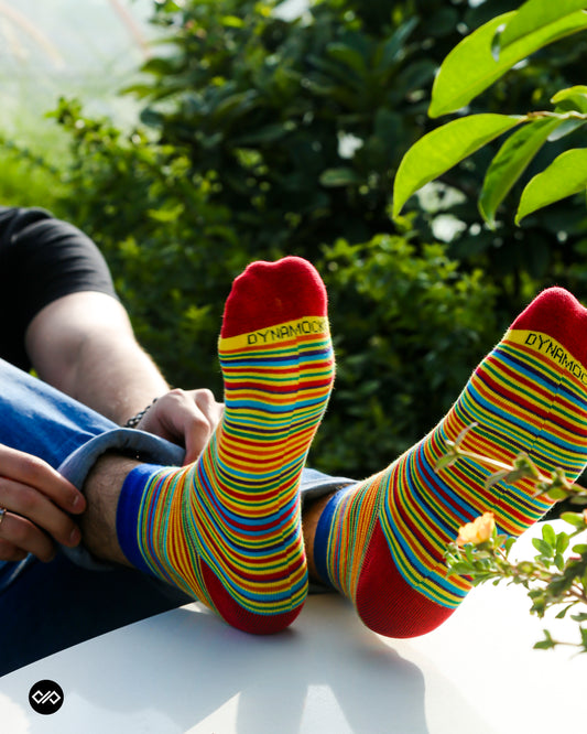 Multicolor Cotton Ankle Socks: STRIPES 10.0 Ankle Length Socks