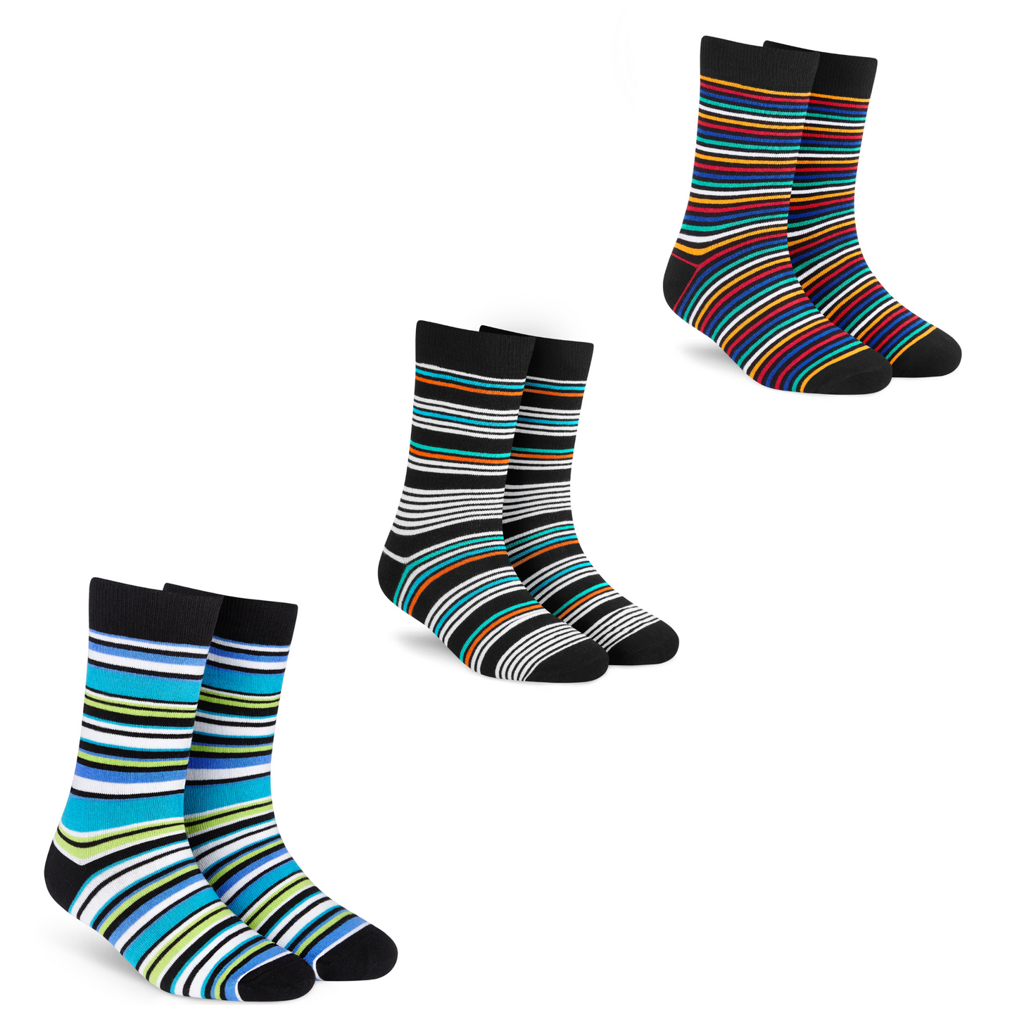 Stripes Cotton Socks Pack of 3 : Crew Length Socks Set