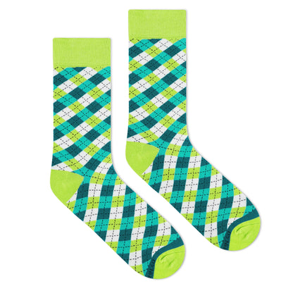 Cotton Crew Socks: Dandy Neon Green Crew Length Socks