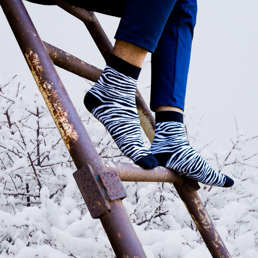 ZEBRA ANKLE LENGTH SOCKS - Cotton Ankle Socks