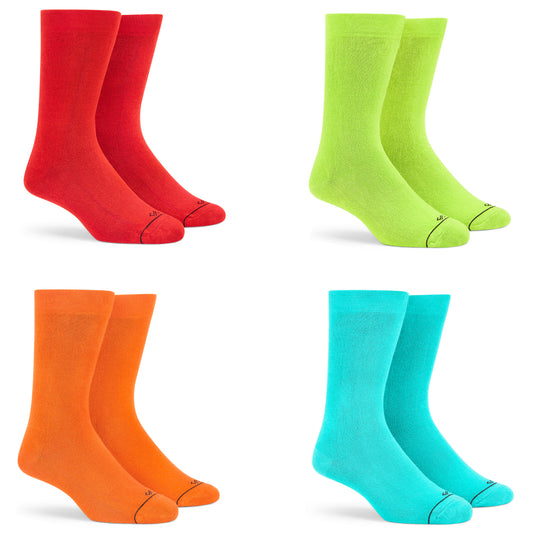 Unisex Bamboo Crew Length Socks - Pack of 4 Pairs